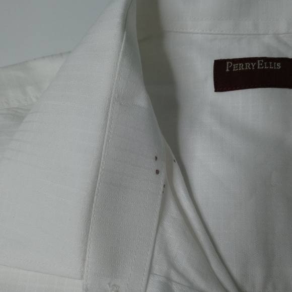 Perry Ellis Men Dress Shirt Bright White Size L - Picture 5 of 8